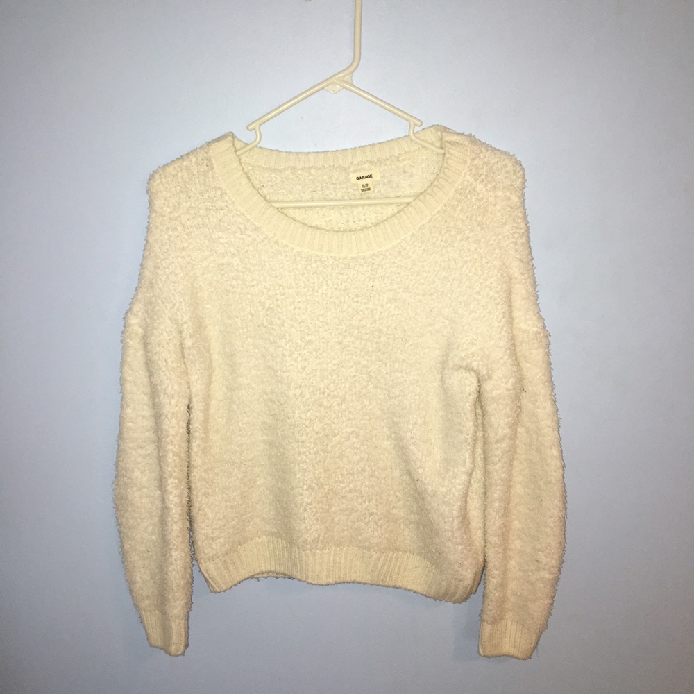 White Fuzzy Garage Sweater