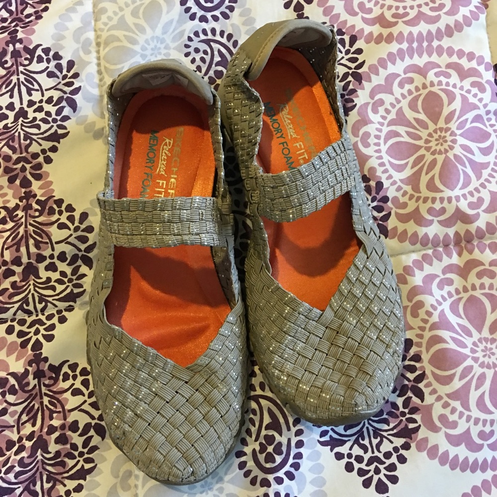 Sketchers Mary Jane styled gold tone shoes
