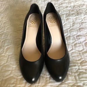 Vince Camuto black leather high heels