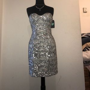 Silver sparkly corset tight dress