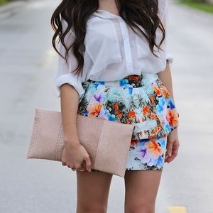 Zara tropical peplum skirt