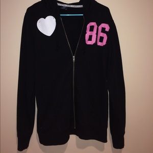Pink black/pink zip up sweatshirt