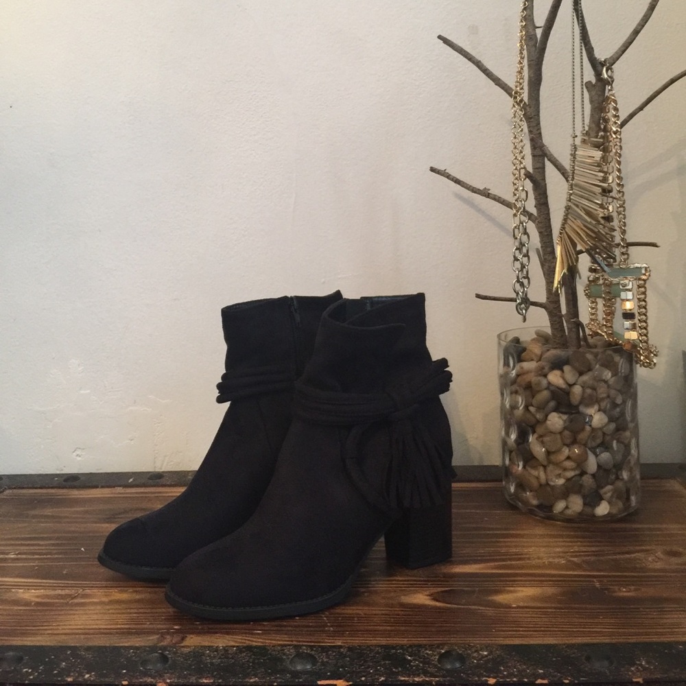 Black suede boots
