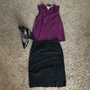 Loft sleeveless purple ruffle top