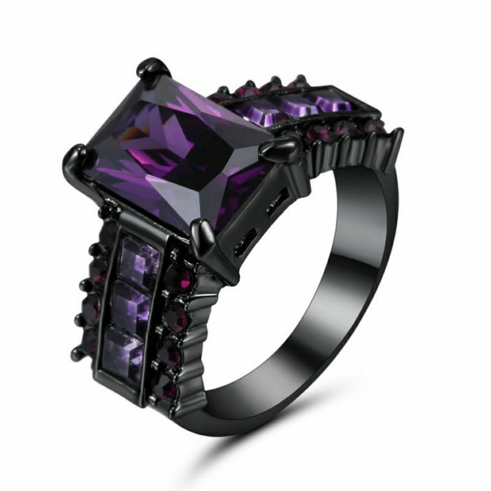 10K Black Gold Filled Amethyst