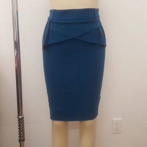 Deep teal pencil skirt with pleated peplum