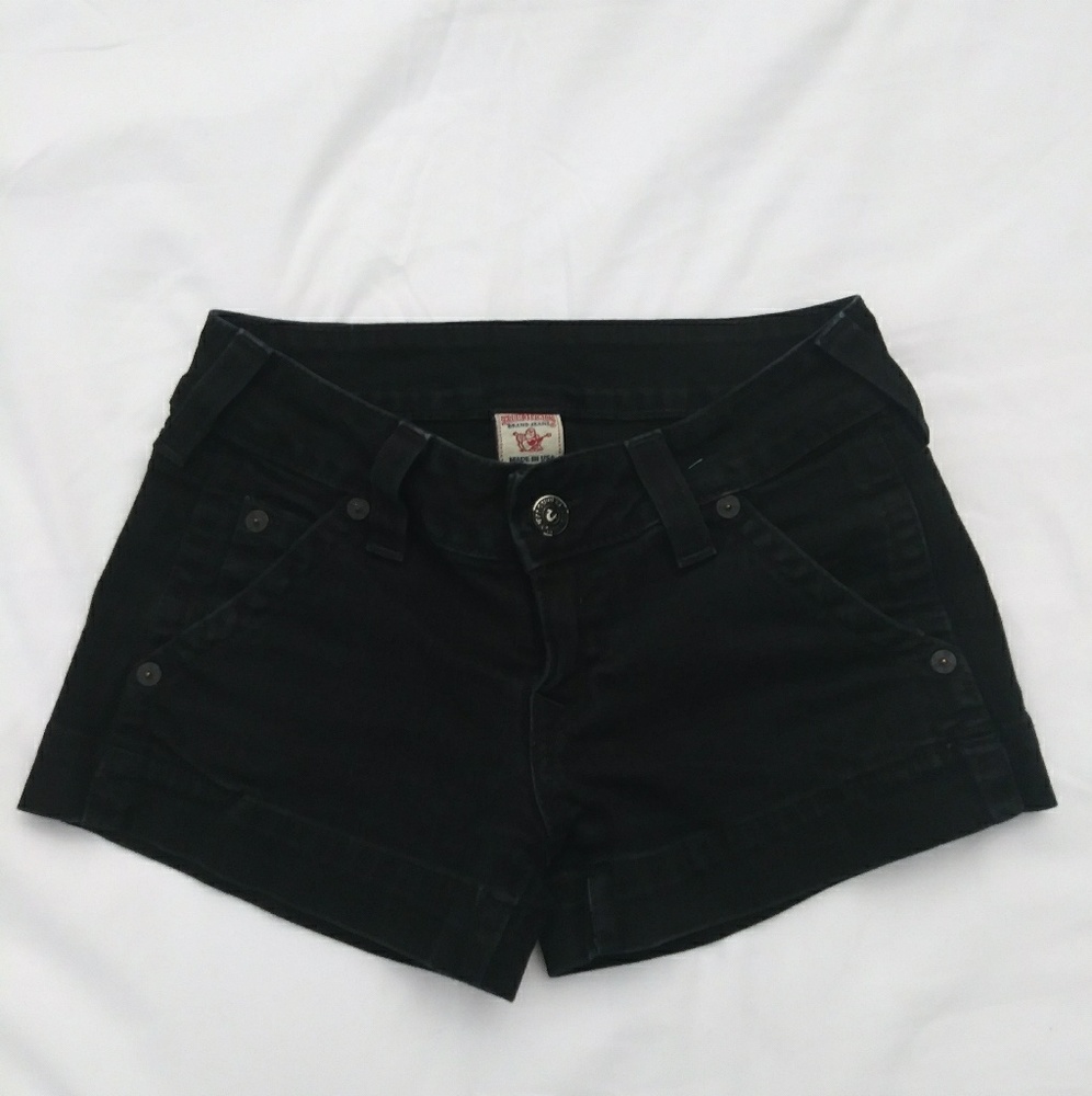True Religion Black Denim Shorts