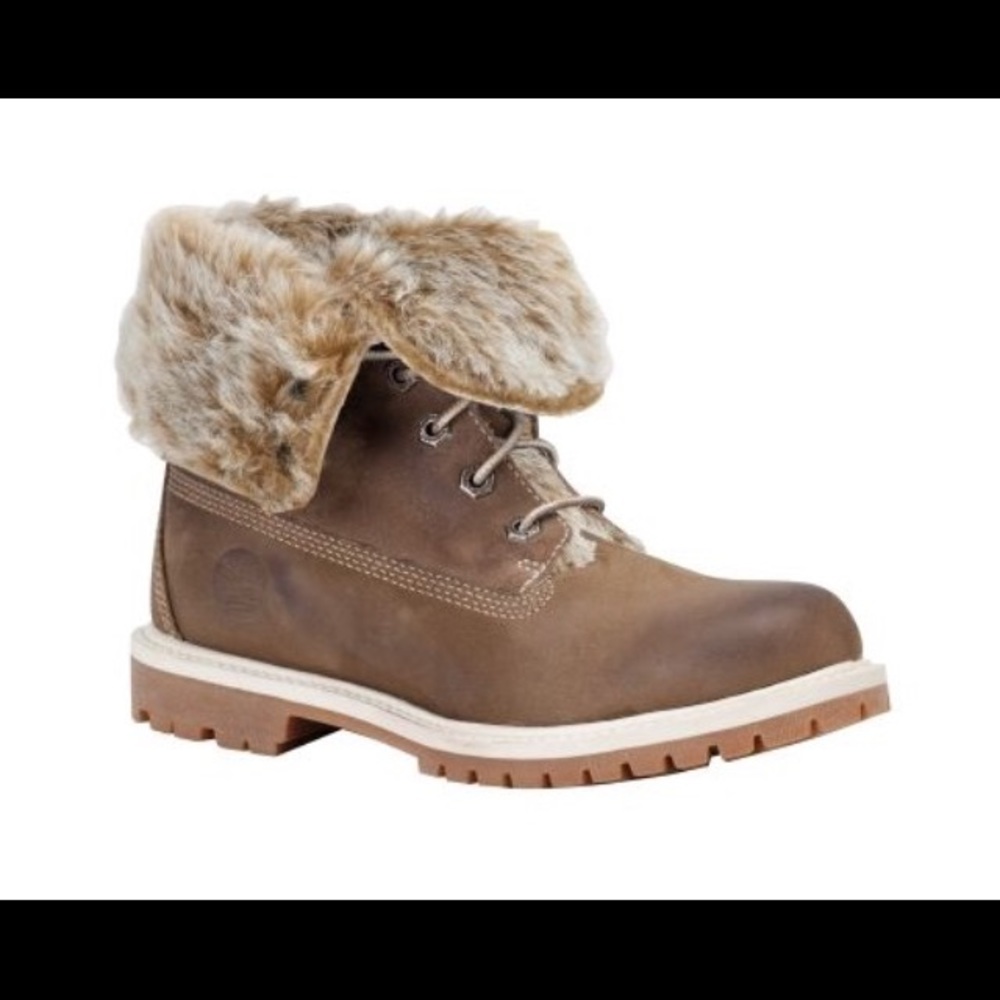 Timberlands Authentic Faux Fur Fold Down Boots