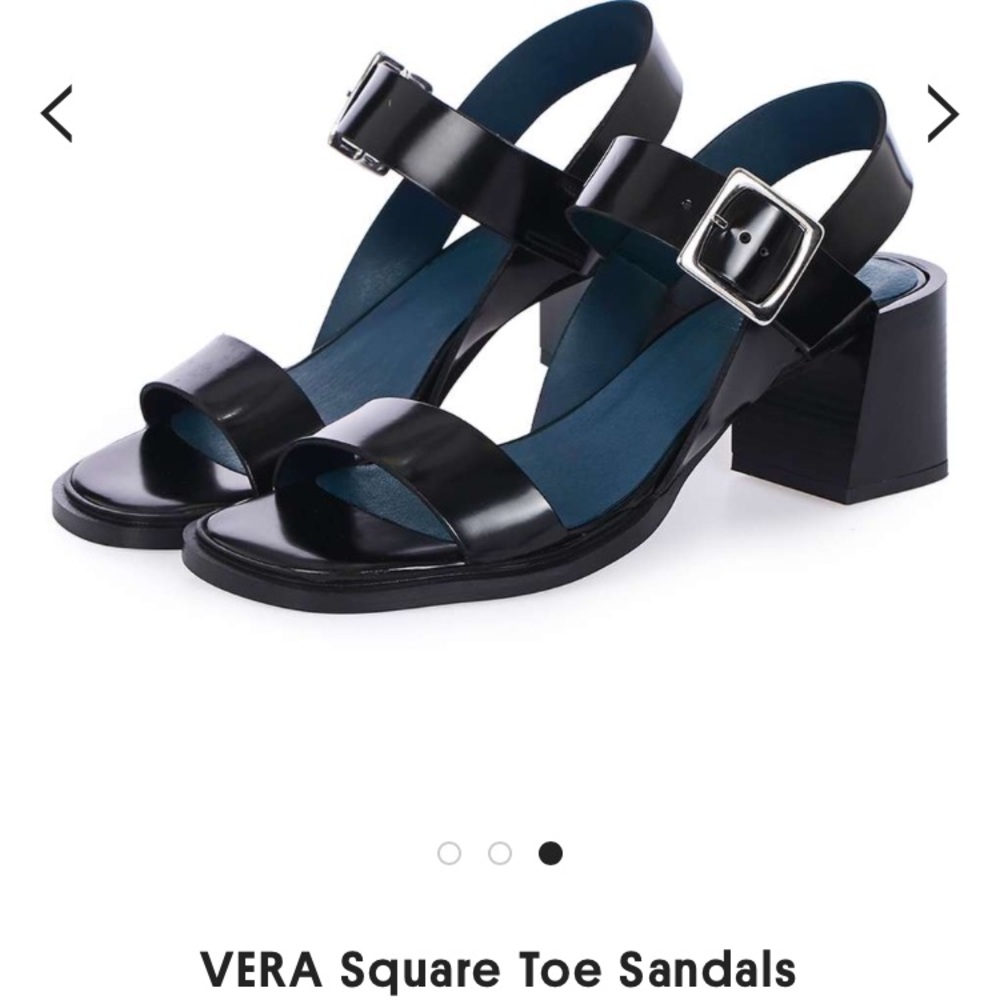 Topshop Black Vera Square Toe Sandals 6.5