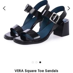 Topshop Black Vera Square Toe Sandals 6.5