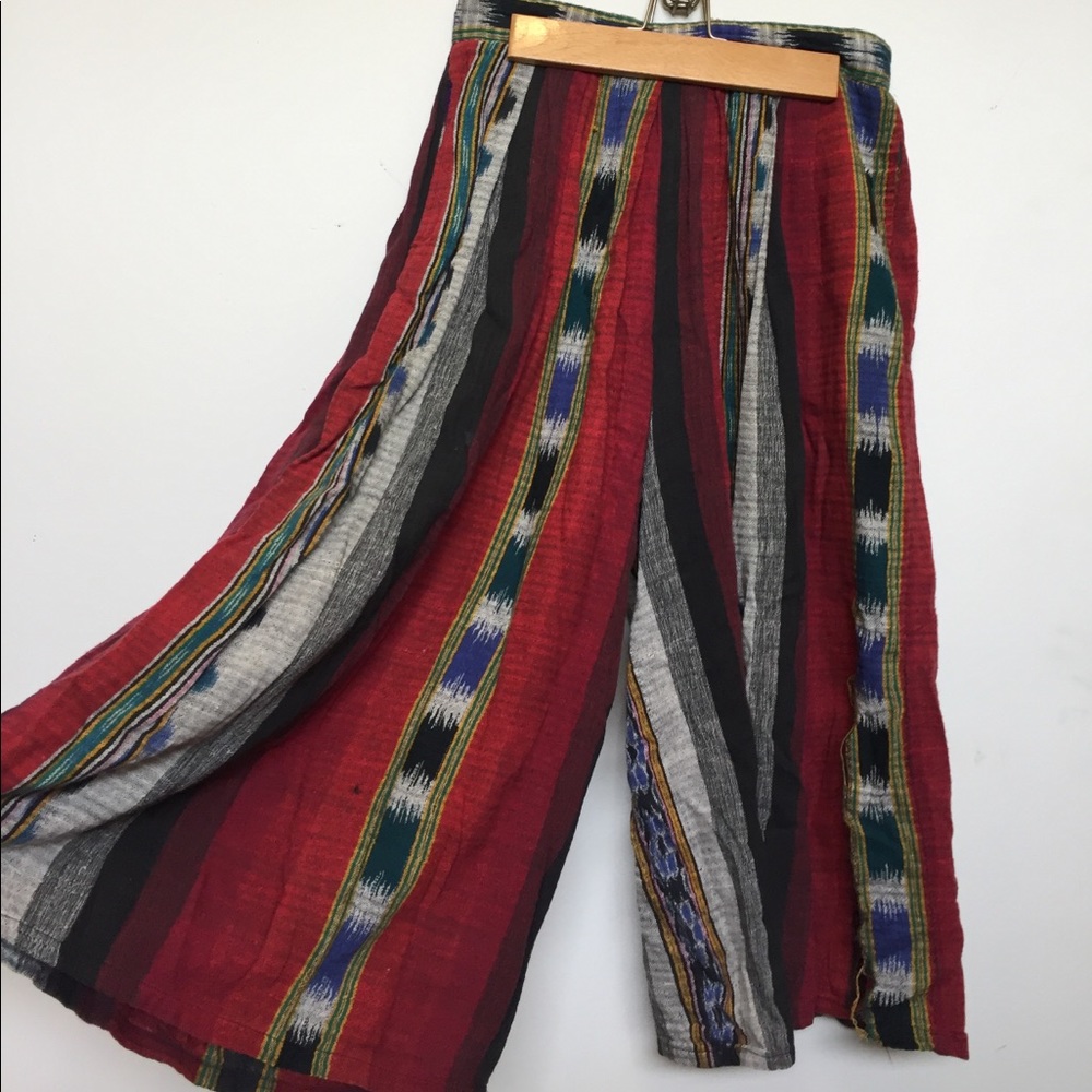 Vintage Red Hippie Festival Skirt Pants