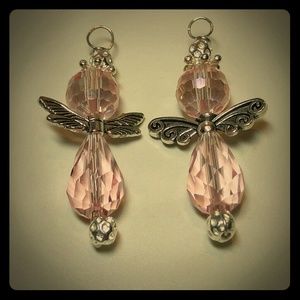 #0006 Artisan Handcrafted Crystal Angel Earrings
