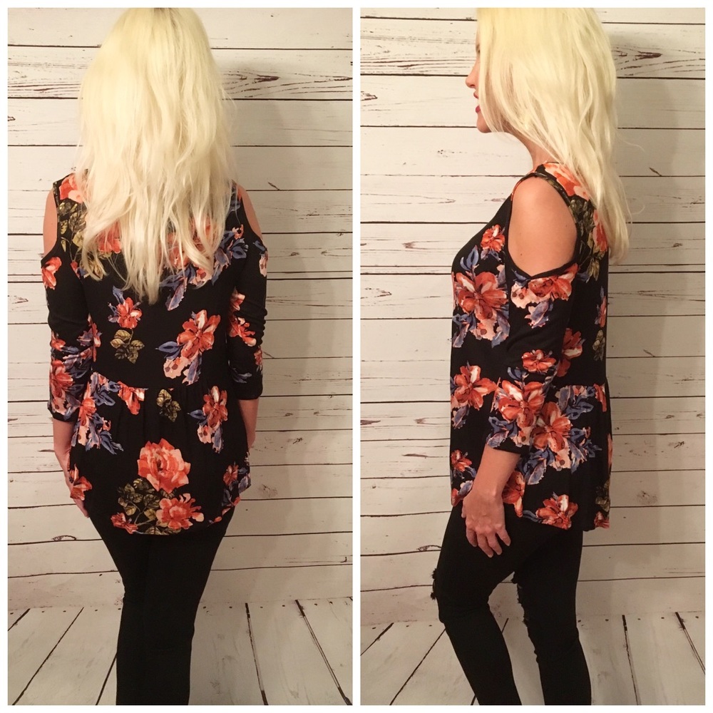 LAST 1! πHi lo cold shoulder Floral Tunic - Picture 5 of 5