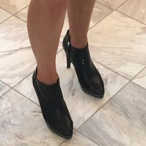 Chanel Black Booties with Silver Chain Detail