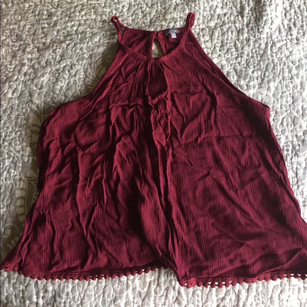 Maroon high neck top