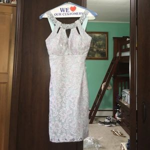 Women's gray, blue sleeveless dress