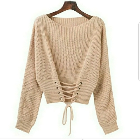 Restocked!🎉Round Neck Lace Up Knitted Sweater - Picture 2 of 7