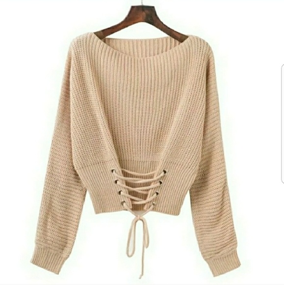 Restocked!🎉Round Neck Lace Up Knitted Sweater - Picture 4 of 7