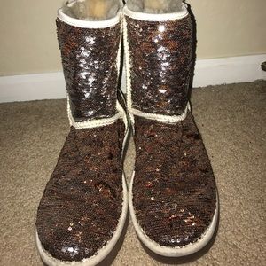 brown / silver sparkly uggs