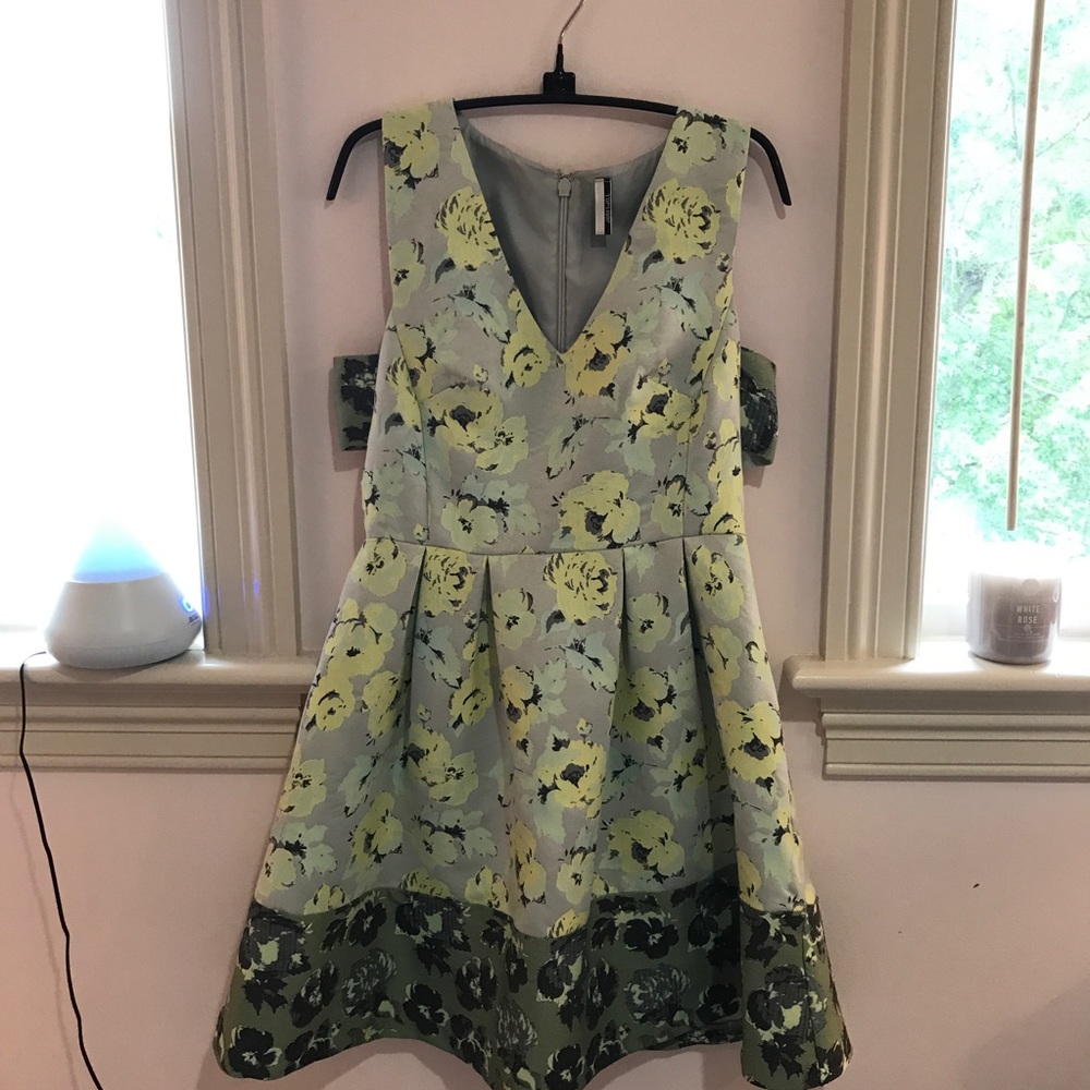 topshop green floral party dress