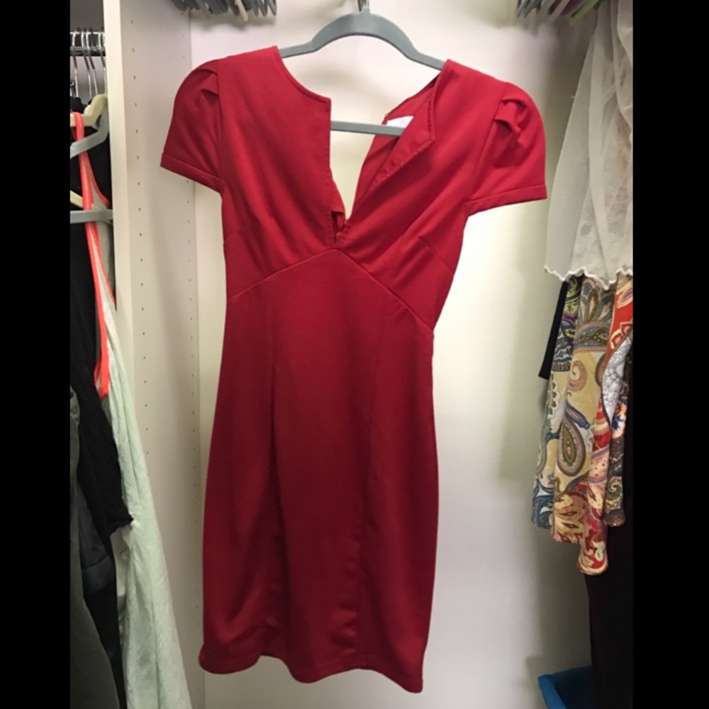Red Tobi body con dress.
