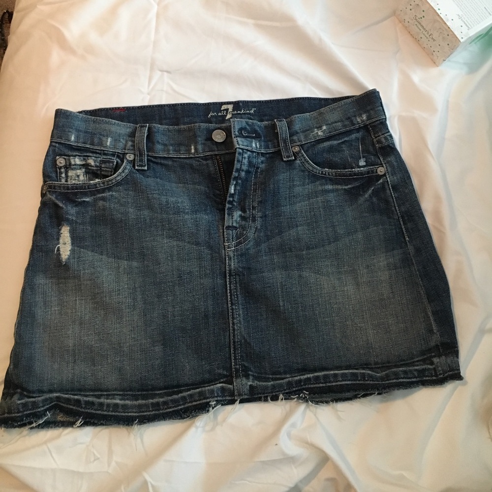 7 for all mankind denim jean skirt