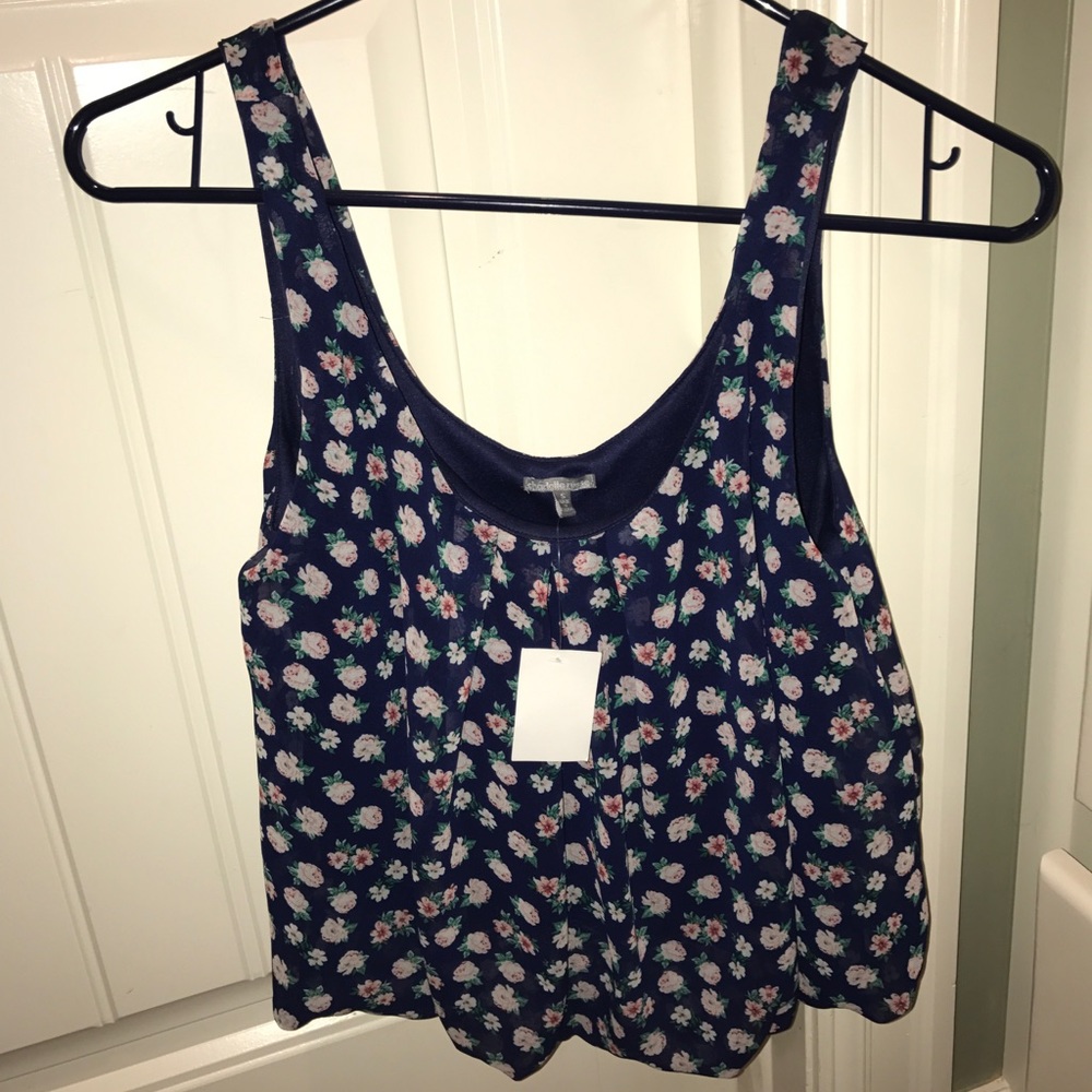 Charlotte Russe Floral Bubble Hem Crop Top