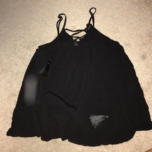 lace up tassle black cami