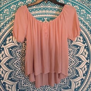 Off the shoulder baby pink top