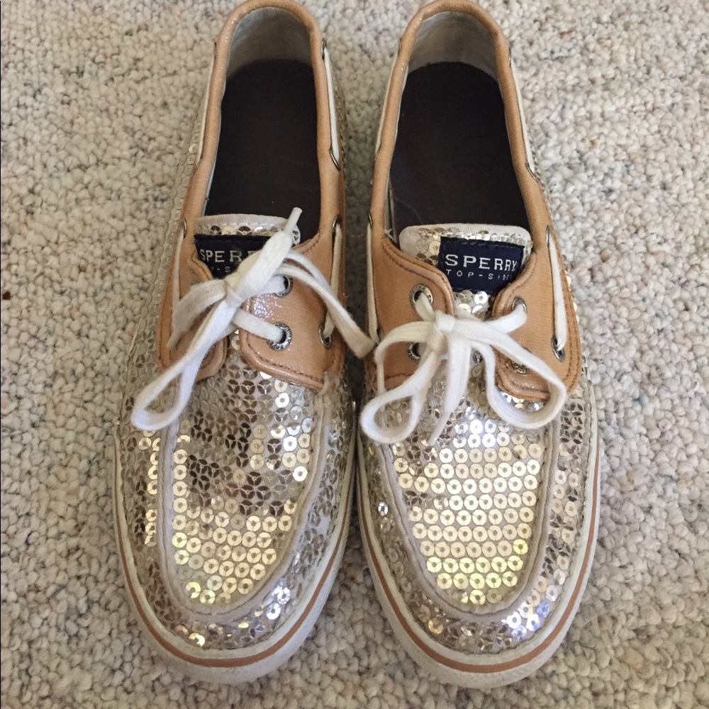 Gold sequin Sperrys