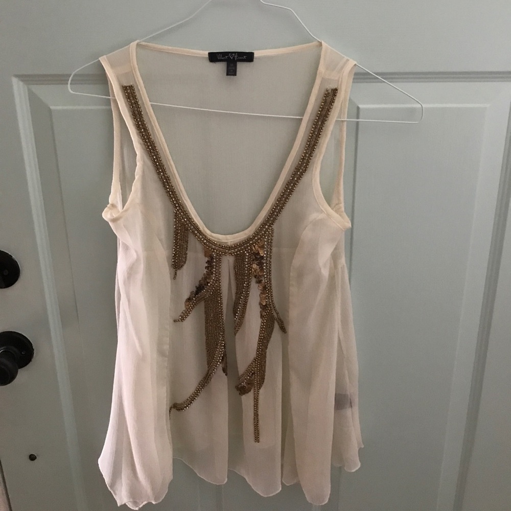 Sheer tank with beading