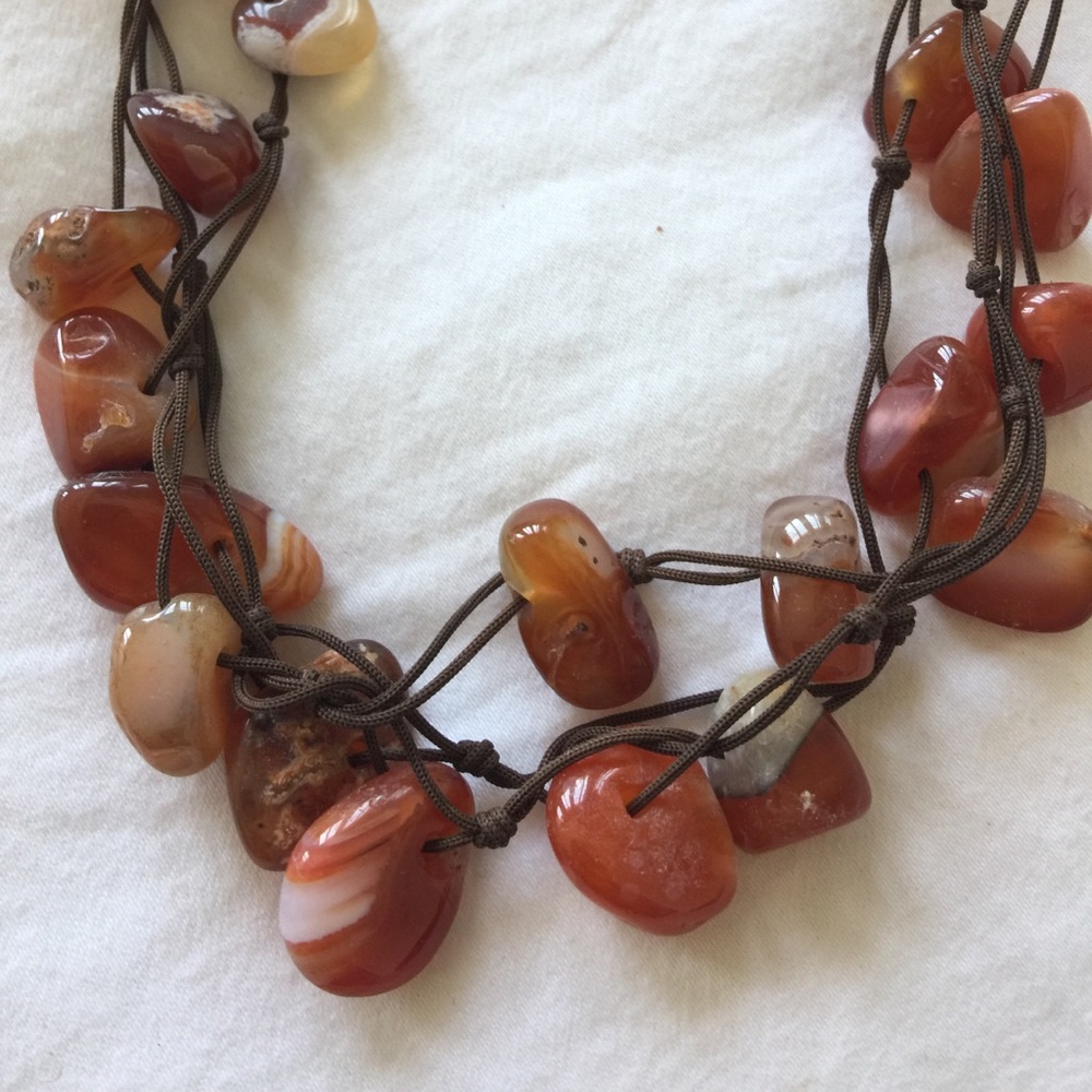 Triple strand amber necklace