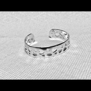 Silver Cuff Bracelet with Heart Cut-Outs