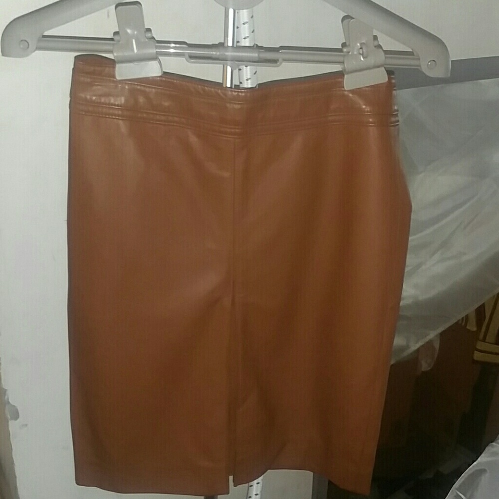 Brand New Brown Faux Leather Skirt