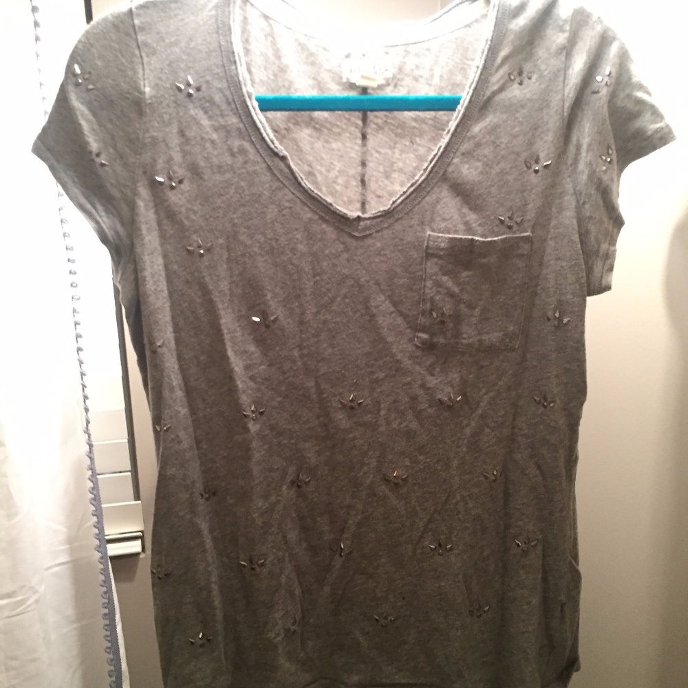 Grey T-Shirt Maison Jules w/ Embellishment