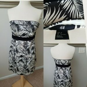 Black and white strapless dress