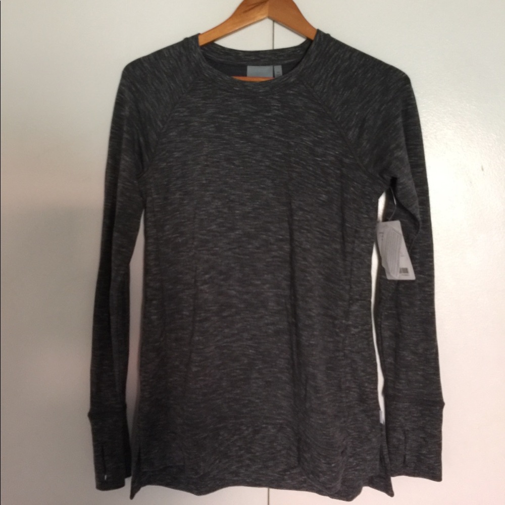Charcoal grey with specks of white sweater.
