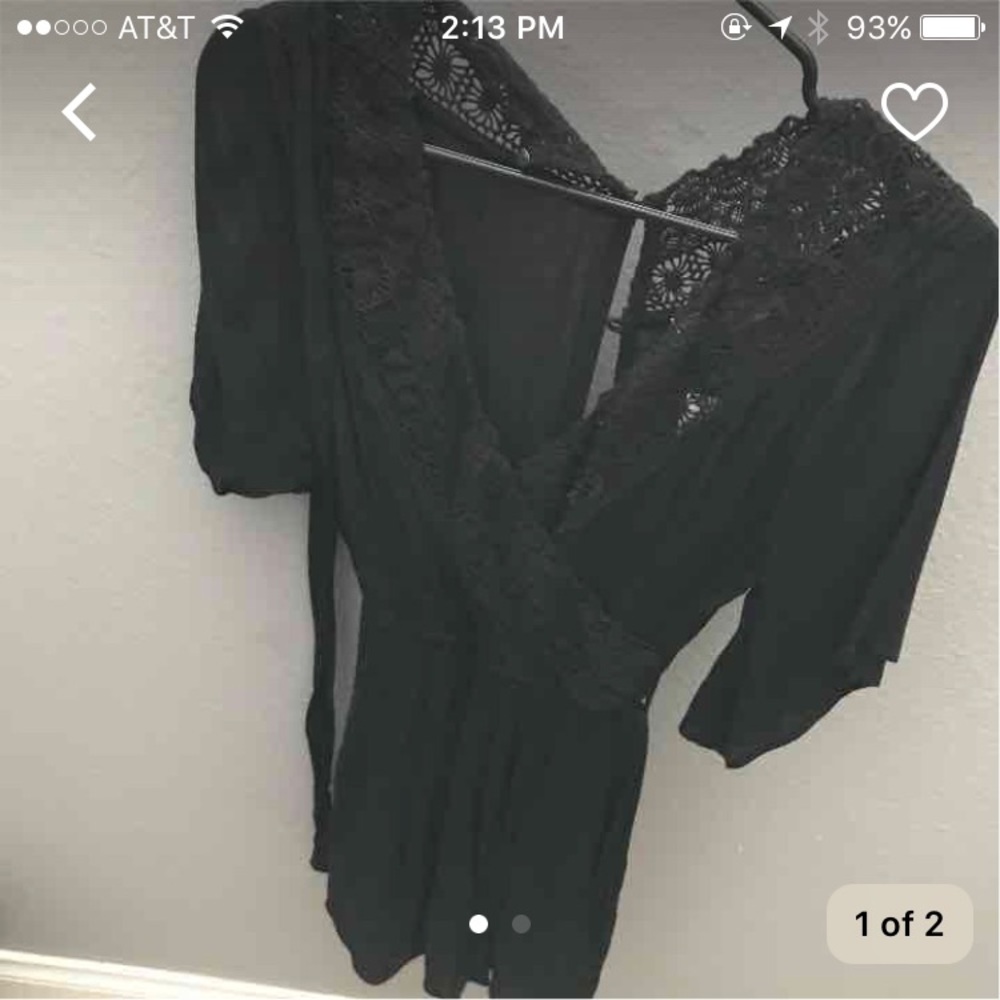 black crochet tie front romper