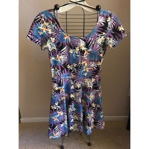 Tropical flower skater dress