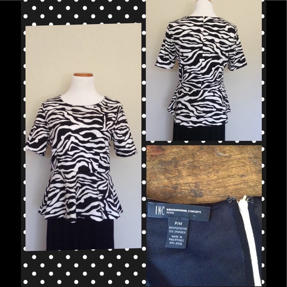 I.N.C. Zebra Stripe Peplum Top - Picture 1 of 1
