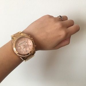 Michael Kors rose gold Runway watch.