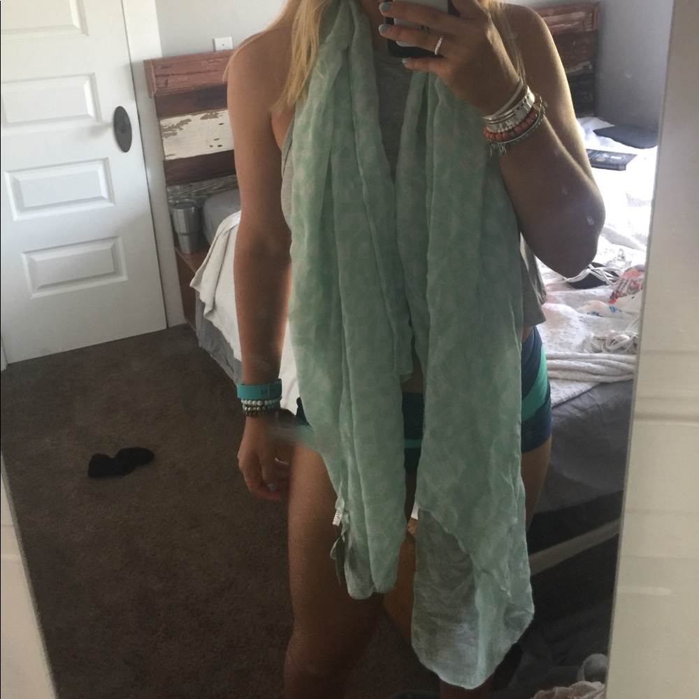 Mint and white scarf