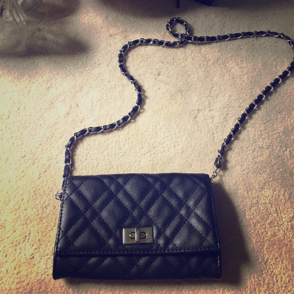 Sleek black and silver satchel