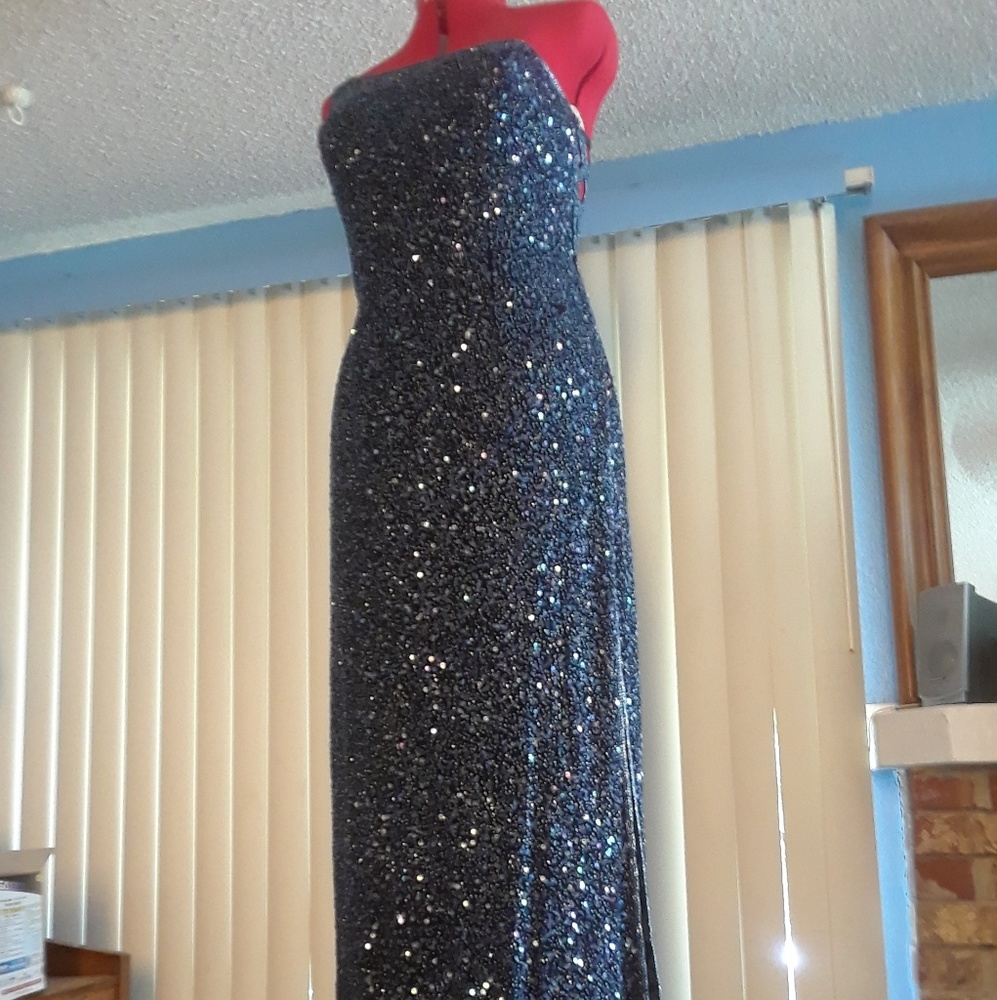 Hand beaded full length gown