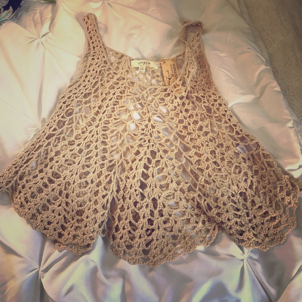 NWT Cream Crochet Bohemian Top