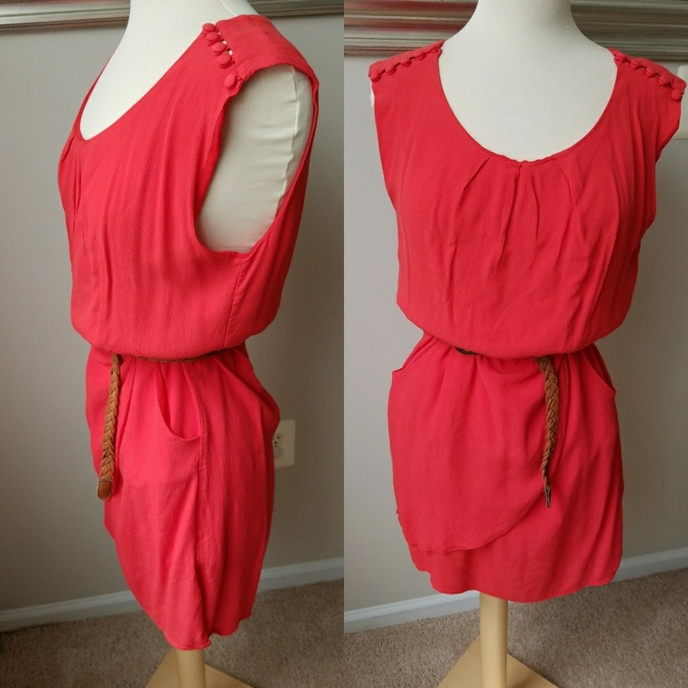 Coral pocket dress
