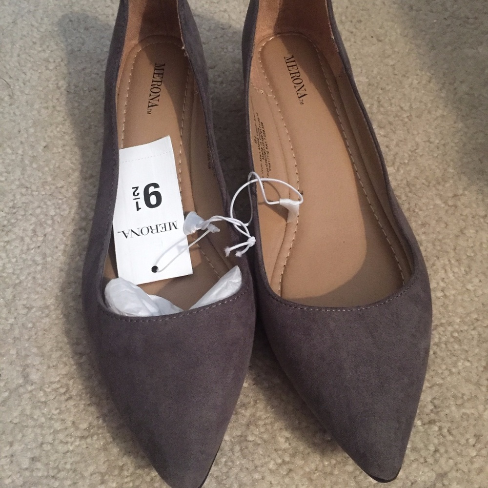 Merona Grey Suede Kitten Pointy Heel 9.5. NWT