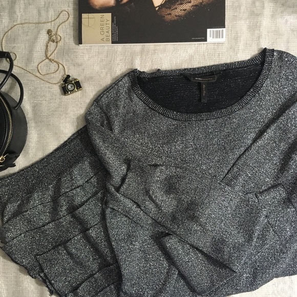 BCBGMaxAzria Dresses & Skirts - BCBG Max Azria sweater dress, silver metallic