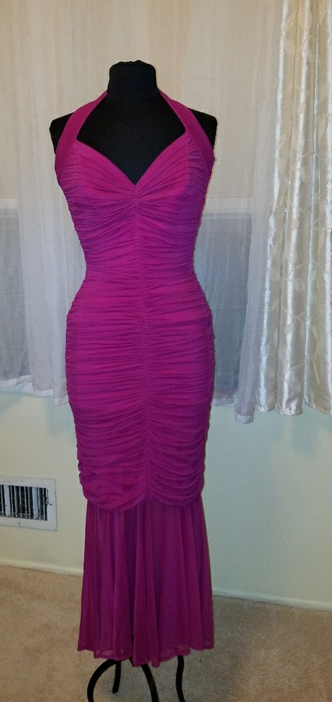 Tadashi Shoji magenta ruched gown