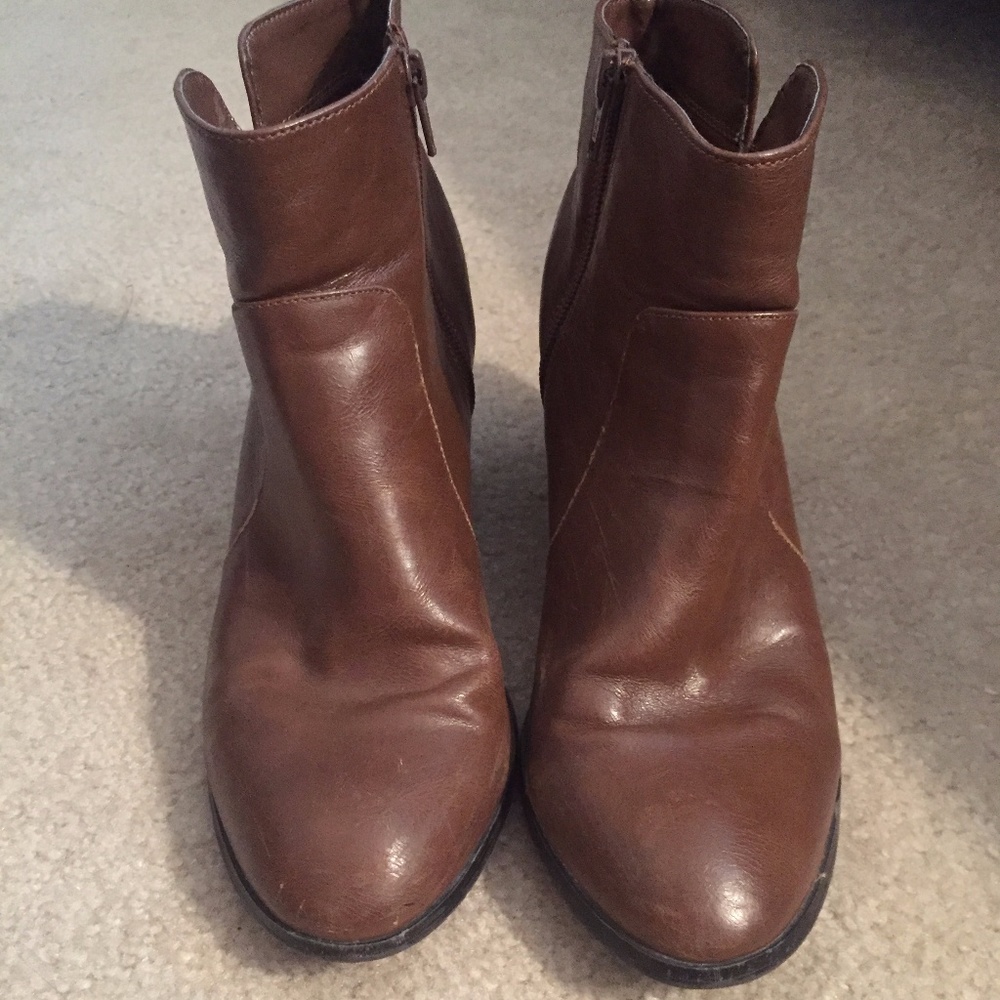 Brown Leather Booties - size 9
